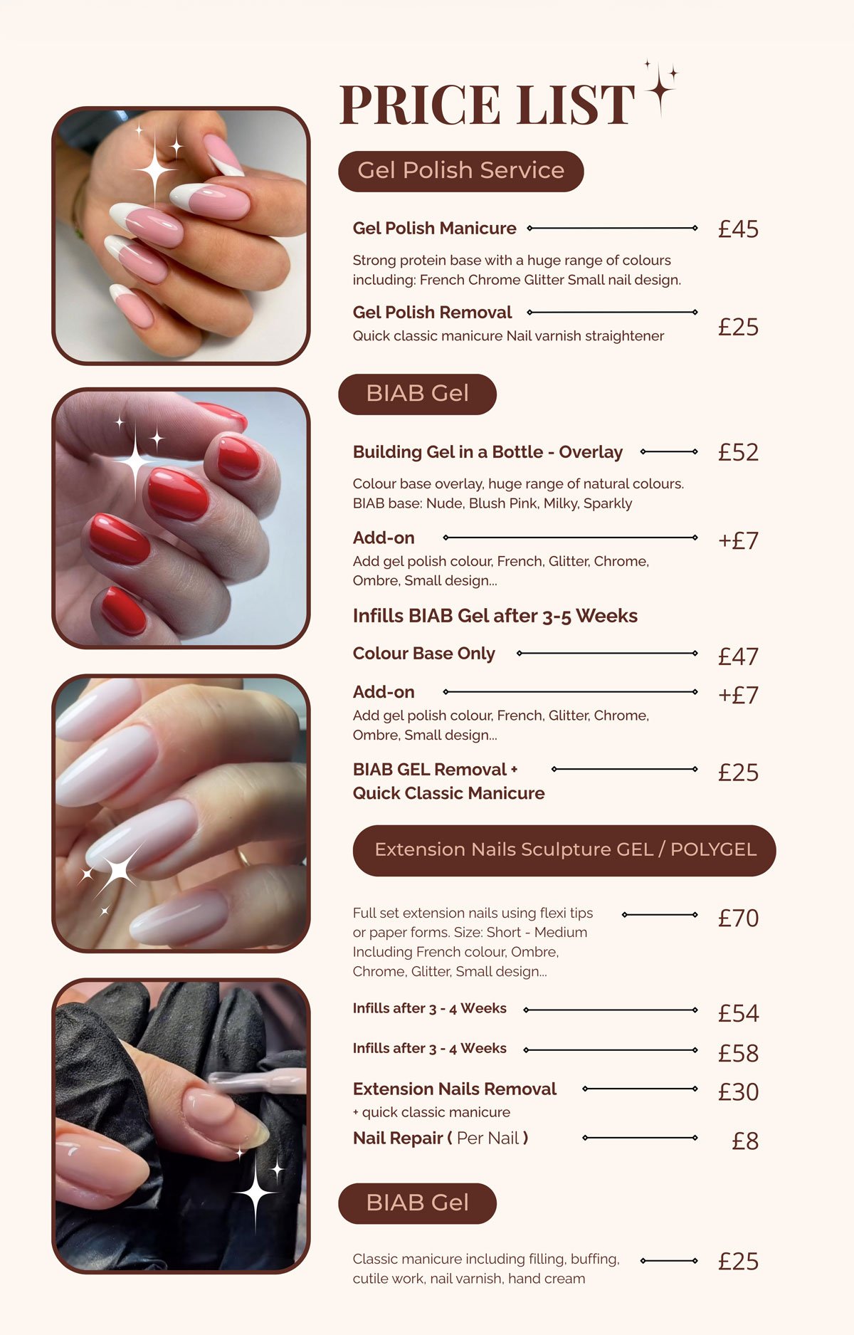 nailart salon oxford updated price list